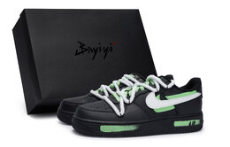 Nike Кроссовки Air Force 1 Low-Top Unisex черно-бело-зеленые, цвет Black White Green cw2288-001(team80-男女明月斜绿s-box) | black white green