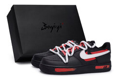 Nike Кроссовки Air Force 1 Low-Top Unisex черно-бело-красные, цвет Black White Red cw2288-001(team80-男女明月斜红s-box) | black white red