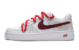 Nike Кроссовки Air Force 1 противоскользящие износостойкие низкие для скейтбординга унисекс белый серый красный, цвет White Gray Red cw2288-111(team182-男款灵蛇献瑞白红) | white gray red