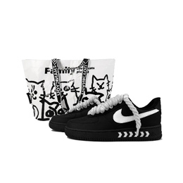 Nike Air Force 1 противоскользящие износостойкие низкие скейтерские кроссовки унисекс черно-белые черные, цвет Black cw2288-001(team619-警戒线s-box) | black
