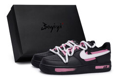 Nike Кроссовки Air Force 1 Low-Top Unisex черно-белые с розово-красным, цвет Black White Rose Red cw2288-001(team80-明月斜玫红s-box) | black white rose red