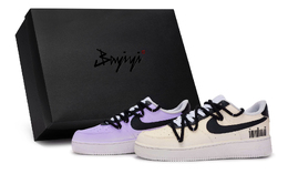 Кроссовки Nike Air Force 1 скейтерские унисекс низкие черно-бело-желто-фиолетовые, цвет Black, white, yellow, purple cw2288-111(team80-双影奇境黄紫s-box) | black, white, yellow, purple