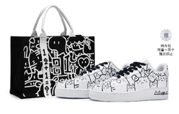 Nike Кроссовки Air Force 1 скейтерские мужские низкие черно-белые, цвет Black White cw2288-111(team80-男款猫猫乐园s-box) | black white