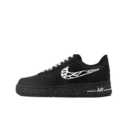 Nike Air Force 1 противоскользящие износостойкие низкие скейтерские кроссовки унисекс черный белый серебристый, цвет Black White Silver cw2288-001(team619-液态金属) | black white silver
