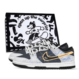 Nike Данк Спид Рейс нескользящие устойчивые к истиранию низкие скейтбордные кроссовки унисекс синий черный желтый серый - синий черный желтый серый, цвет Blue Black Yellow Gray dd1391-100（team971-极速竞技鞋盒） | blue black yellow gray