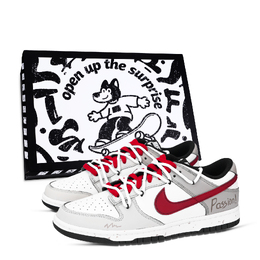 Nike Данк Пассион устойчивые к истиранию нескользящие низкие скейтборд кроссовки унисекс красный серый белый, цвет Red Gray White dd1391-100（team883-passion鞋盒） | red gray white