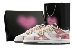 Nike Данки Simple Love Pink Book, противоскользящие устойчивые к истиранию низкие скейтерские кроссовки с сердечками на коробке унисекс розовые, цвет Pink dd1391-100(team529-简爱粉书-爱心礼盒) | pink