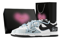 Nike Dunk Meet You, Heart Box устойчивые к истиранию лоу-топ скейтборд кроссовки унисекс черный синий - черный синий, цвет Black Blue dd1391-100(team529-鱼你相遇-爱心礼盒) | black blue
