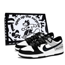 Nike Данк черно-белые, серые противоскользящие устойчивые к истиранию низкие скейтерские кроссовки унисекс серо-черные с синим, цвет Blue dd1391-100（team883-灰调旅行黑鞋盒） | blue