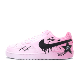 Nike Кроссовки Court Vision 1 устойчивые к истиранию, легкие и дышащие низкие мужские розовые с принтом Heartbeat Combat-Box, цвет Heartbeat Combat-Box dh2987-101(team1035-粉色国王星) | heartbeat combat-box