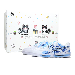 Nike Кроссовки Court Vision 1 Free Country устойчивые к истиранию низкие для скейтбординга унисекс синие - синий (подарочная коробка с пиксельными кошкой и собакой) dh2987-101（team1037-自由国度礼盒） | blue (pixel cat and dog gift box)