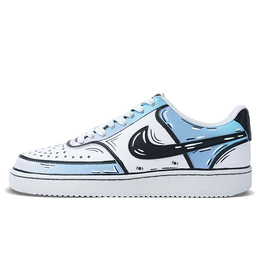 Nike Кроссовки Court Vision 1 с противоскользящей подошвой и амортизацией мужские синие белые черные, цвет Blue White Black dh2987-101(team拾柒-男款低帮大海深处板鞋) | blue white black