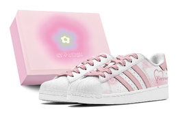 Adidas Кроссовки Superstar Unisex низкие розово-белые, цвет White Pink eg4958(team88-告白情书s-box) | white pink