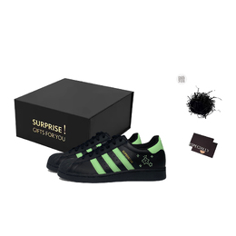 Adidas SUPERSTAR Green Shadow Star противоскользящие износостойкие низкие скейтерские кроссовки унисекс черно-зеленые, специальная упаковка eg4959(team551-绿影星芒s-box) | black green, special packaging