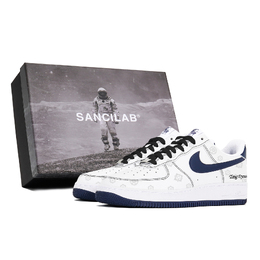 Nike Кроссовки Air Force 1 нескользящие облегченные низкие для скейтбординга мужские бело-голубые, цвет White Blue fj4146-104(team210- 简约古唐s-box) | white blue
