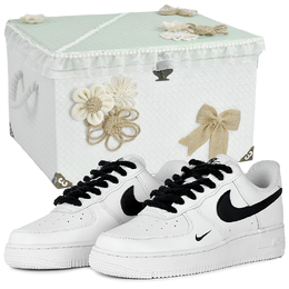 Кроссовки Nike Air Force 1 White Shadow износостойкие и легкие низкие скейтерские унисекс черно-белые черно-белые подарочная коробка, цвет Black White-Gift Box 2 hf1058-133(team679-白影沙s-box) | black white-gift box 2