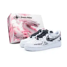 Кроссовки Nike Air Force 1 Red Eye устойчивые к истиранию низкие для скейтбординга мужские бело-черные, цвет White Black hf0729-001(team240-小怪兽-box) | white black