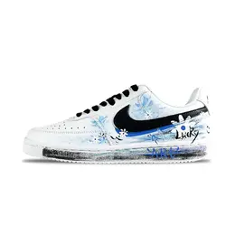 Nike Кроссовки для скейтбординга Court Vision 1 Aqua Daisy Lucky Color с противоскользящей подошвой, износостойкие, низкие, мужские, бело-синие - черно-бело-синие dh2987-101（team371-水蓝雏菊男款） | black white blue
