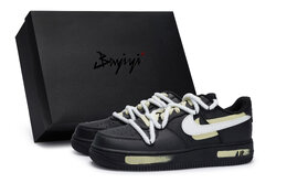 Nike Кроссовки Air Force 1 Low-Top Unisex черно-белые с рисово-желтым, цвет Black White Beige Yellow cw2288-001(team80-明月斜米黄s-box) | black white beige yellow