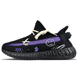 Adidas Изи Буст 350 В2 противоскользящие низкие кеды унисекс черно-фиолетовые, цвет Black Purple hq4540(team373-浩瀚星光) | black purple