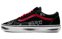 Vans Олд скул противоскользящие износостойкие низкие скейтерские кроссовки унисекс черно-красные, цвет Black Red vn000d3hy28(team285-男女款火热涂鸦) | black red