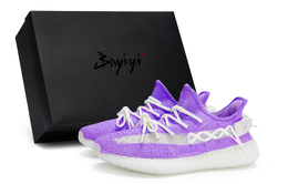 Adidas Yeezy Boost 350 V2 противоскользящие износостойкие низкие кеды унисекс бело-фиолетовые, цвет Purple White hq6316(team80-男女同款月光深紫s-box) | purple white