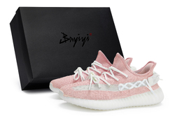 Adidas Иези Буст 350 В2 противоскользящие низкие кеды унисекс бело-розовые, цвет Pink White hq6316(team80-男女同款月光粉s-box) | pink white