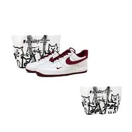 Nike Air Force 1 Auspicious Snow Plum Blossom противоскользящие износостойкие низкие скейтерские кроссовки мужские красно-белые бело-красные, цвет White Red hm9483-100(team619-瑞雪新年s-box) | white red