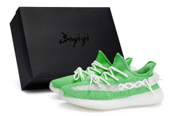 Adidas Иези Буст 350 В2 противоскользящие низкие повседневные кроссовки унисекс бело-зеленые зелено-белые, цвет Green White hq6316(team80-男女同款月光深绿s-box) | green white