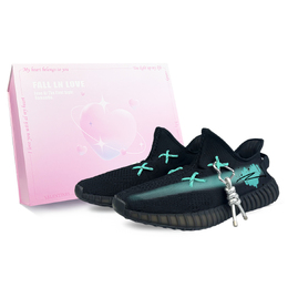 Adidas Изи Буст 350 В2 противоскользящие износостойкие низкие кеды унисекс черно-зеленые, цвет Black Green hq4540(team40-浪漫时刻sbox) | black green