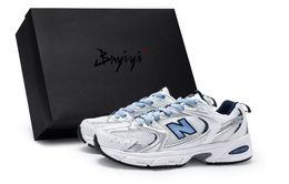 Кроссовки New Balance 530 противоударные нескользящие дышащие низкие унисекс бело-серебристо-голубые, цвет White Silver Blue mr530sg(team80-男女款无糖苏打浅蓝s-box) | white silver blue