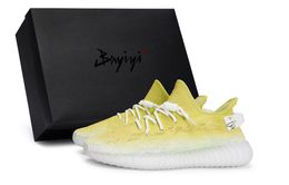 Adidas Изи Буст 350 В2 повседневные кроссовки унисекс низкие бело-желтые, цвет Yellow White hq6316(team80-男女同款莓你不行黄s-box) | yellow white