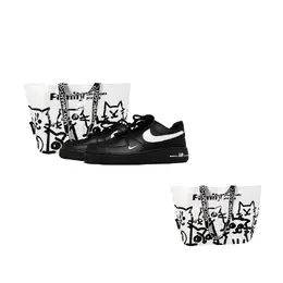 Nike Кроссовки Air Force 1 противоскользящие износостойкие низкие для скейтбординга унисекс черно-белые, цвет Black White hm9483-001(team619-黑麻绳墨白s-box) | black white
