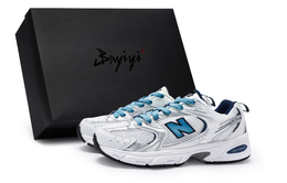 New Balance Нью Баланс 530 амортизирующие нескользящие дышащие низкие кроссовки для бега унисекс белый серебристый голубой, цвет White Silver Lake Blue mr530sg(team80-男女款无糖苏打湖蓝s-box) | white silver lake blue