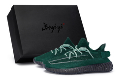 Adidas Изи Буст 350 В2 повседневные кроссовки унисекс лоу-топ черные с черно-зеленым, цвет Black Green hq4540(team80-男女同款银河辉绿s-box) | black green