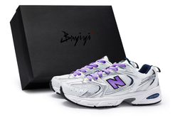 New Balance Нью Баланс 530 нескользящие и дышащие низкие кроссовки для бега унисекс серебристо-белые с фиолетовым, цвет Silver White Purple mr530sg(team80-男女款无糖苏打紫s-box) | silver white purple