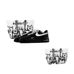 Nike Кроссовки Air Force 1 противоскользящие износостойкие низкие для скейтбординга унисекс черно-белые, цвет Black White hm9483-001(team619-白麻绳墨白s-box) | black white