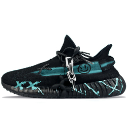 Adidas Изи Буст 350 V2 повседневные кроссовки унисекс низкие сине-черные, цвет Black hq4540(team478-废土世界蓝) | black