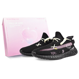 Adidas Yeezy Boost 350 V2 нескользящие низкие кеды унисекс Black Pink, цвет Black Pink hq4540(team373-粉熠星光box) | black pink