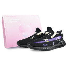 Adidas Изи Буст 350 В2 противоскользящие низкие кеды унисекс черно-фиолетовые, цвет Black Purple hq4540(team373-浩瀚星光box) | black purple