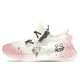 Adidas Yeezy Boost 350 V2 устойчивые к истиранию низкие кеды унисекс бело-розовые, цвет White Pink hq6316(team373-手里剑粉) | white pink
