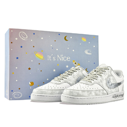 Nike Кроссовки для скейтбординга Court Vision Mist Ash Trace с устойчивостью к истиранию мужские серо-белые (с фирменной сумкой для покупок), цвет Gray White (Special Shopping Bag) hm9862-002（team877-雾烬流痕） | gray white (special shopping bag)