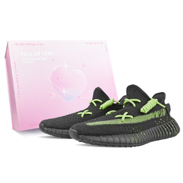 Adidas Изи Буст 350 V2 устойчивые к истиранию низкие кеды унисекс черно-зеленые, цвет Black Green hq4540(team373-绿色星河box) | black green