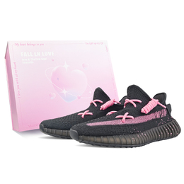 Adidas Изи Буст 350 V2 Абразивоустойчивые низкие повседневные кроссовки унисекс черные розовые, цвет Black hq4540(team373-粉色星河box) | black