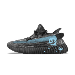 Adidas Изнашивающиеся Yeezy Boost 350 V2 низкие повседневные кроссовки унисекс черно-синие, цвет Black id4811(team373-迷雾蓝) | black