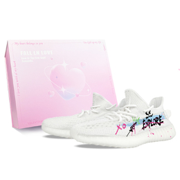 Adidas Изи Буст 350 V2 устойчивые к истиранию низкие кеды унисекс бело-голубые, цвет White hq6316(team373-微醺界box) | white