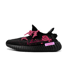 Adidas Изи Буст 350 В2 Роуз Бокс с амортизацией, износостойкие низкие кеды унисекс черные, цвет Black hq4540(team499-玫瑰礼盒） | black