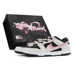 Nike Dunk Противоскользящие Износостойкие Низкие Кроссовки для Скейтбординга Унисекс Черные Розовые hv1800-101(team17-莓果特调s-box) | black pink