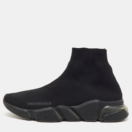 Balenciaga Black Knit Fabric Speed 2.0 Trainer Slip On Sneakers Size 38 1222745