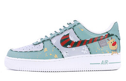 Кроссовки Nike Air Force 1 Skateboard Shoes Women's Low-Top Gray Green dd8959-100(teamm-女款圣诞麋鹿雪花)